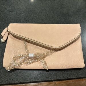 Cream Leather Crossbody or Clutch NEW